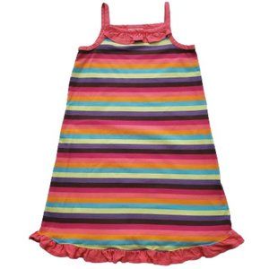 Hanna Anderson Kids Girl's Rainbow Stripe Ruffled Play Dress Size US 6X-7